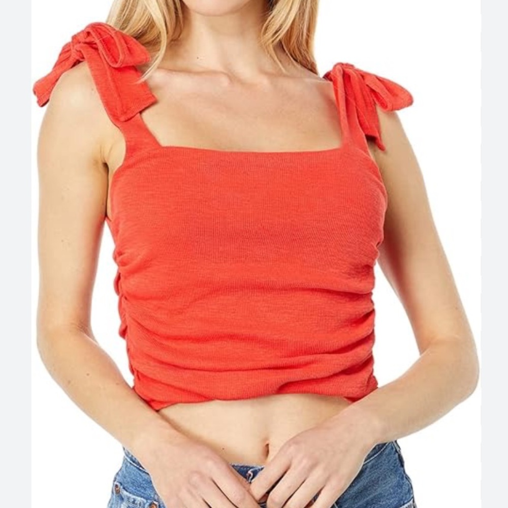 Free People Boulevard Rouched Cropped Tank on Guava Berrry sz S